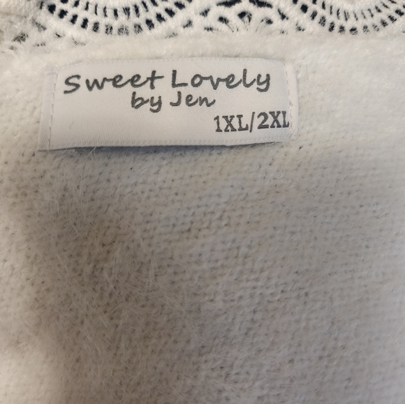 Sweet Lovely by Jen Elegant White Lace-Trimmed Sweater - Picture 9 of 9